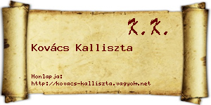 Kovács Kalliszta névjegykártya
