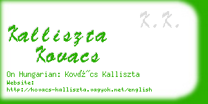 kalliszta kovacs business card